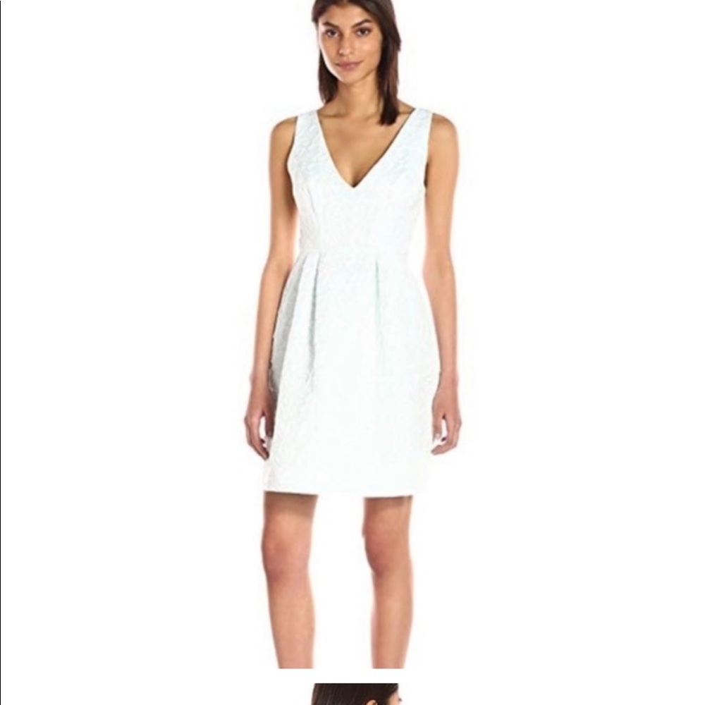 Betsey Johnson White and Aqua Jacquard Dress 6